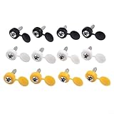 12 Stück Kennzeichenschrauben und 36 Stück Scharnierabdeckungen Set in Weiß Schwarz Gelb für Auto Motorrad Wohnwagen Fahrzeugnummer P