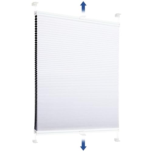 Sekey Wabenplissee Ohne Bohren Verdunkelung Rollo 100% verdunkelnd Blickdicht, Klemmfix, Aluminiumschiene, ZWeißeitig wählbar in Weiß & Grau 35x100cm (BxH)