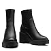 DREAM PAIRS Women's Sdab2212w Chelsea Platform Boots Elastic Chunky Heel Lug Sole Ankle Booties Shoes, Size 8, Black Pu