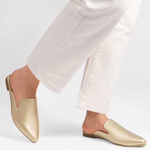 Image of MUSSHOE Women's Pointed Toe Mule Flats: Comfortable Lightweight Slip On Backless Loafers with Memory Foam for Office Work & Dressy Casual Wear