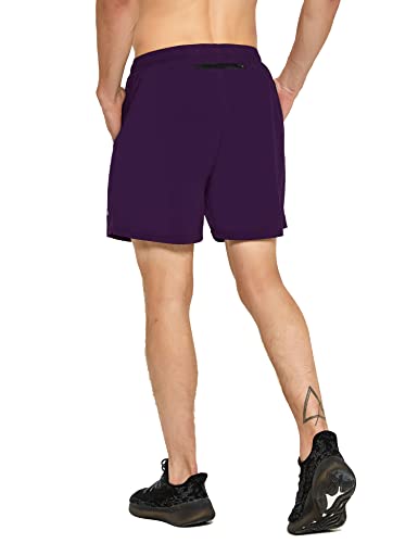 Image of DEMOZU Men's 5 Inch Running Tennis Shorts Quick Dry Athletic Workout Gym Exercise Sports Active Shorts with Pockets