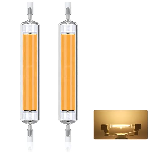 Lampadine LED R7S 118mm Dimmerabili, 30W Equivalenti a Lampadine Alogene 300W, Senza Sfarfallio, Bianco Caldo 3000K, 3000LM, CA 220-240V, Angolo di Illuminazione a 360°,Warm white,118mm 2Pcs