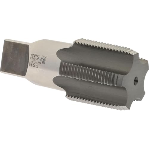 Hertel Standard Pipe Tap, 1-1/4-11-1/2 NPT, 5 Flutes, High Speed Steel, Bright/Uncoated, 4" OAL