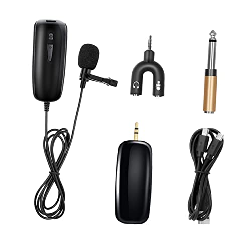 DOITOOL Kabelloses Lavalier Mikrofonsystem Satz für Smartphones Tablets und Laptops Tragbares Ansteckmikrofon Satz mit Empfänger und U-Förmigem Splitter für Interviews und Videoaufnahmen