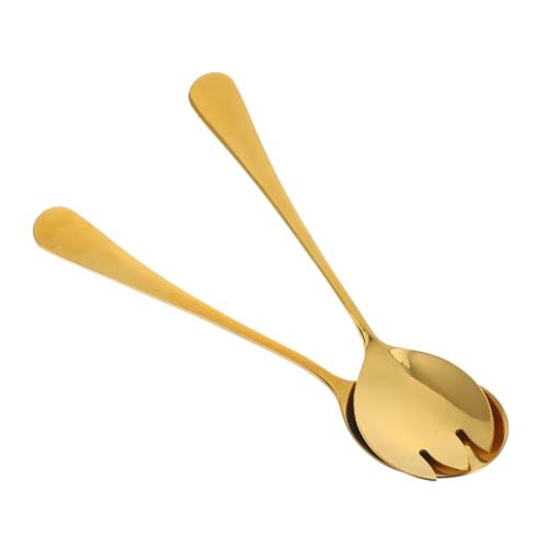 FUNOMOCYA Chic Gold Salad Fork Spoon Set Sturdy Stainless Steel Serving Set Cake Spoon for Home Occasions