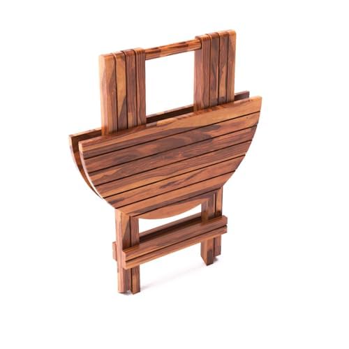 Image of WhiteBeard Wooden Standard Foldable Medium Dining Table with 2 Chair Set Home Furniture,Office,Living Room,Hotels,Cafe,Kitchen, Book Reading Table,Restaurant,Outdoor,Sheesham Wood 2 Chair Table Set