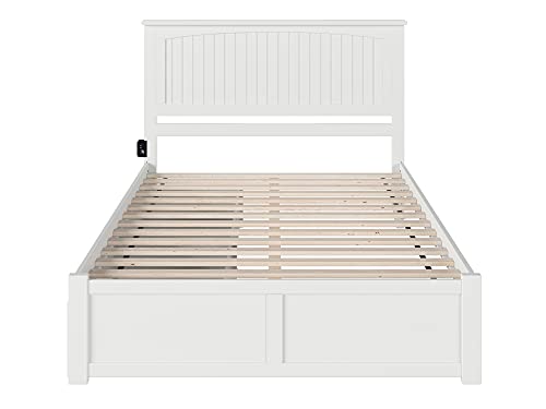 Afi Nantucket King Platform Bed With Flat Panel Footboard And Turbo Charger With Urban Bed Drawers In White #TOP7