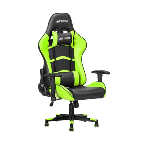 Image of Ant Esports 9077 Ergonomic Gaming Chair, Multifunctional Gaming Chair with Premium PU Leather Upholstery, 2D Armrest, Integrated Neck and Lumbar Support, & 180 Recline - Back & Green