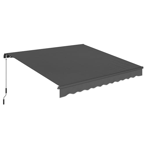 Outsunny Store banne Manuel 3,5x3m, auvent rétractable Inclinaison réglable, manivelle, Aluminium et Polyester 280 g/m² Protection UV résistance à l'eau,...