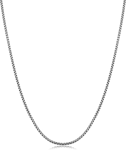 ARGENTO REALE 925 Sterling Silver Necklace Solid Round Box Link Chain Necklace - 925 Rhodium Necklace Chains 1.5MM - 3.5MM, Box Chain, Pendant Chain,silver chain made in italy