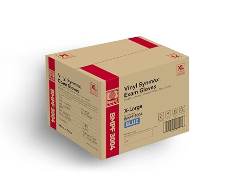 Basic Medical Synmax Vinyl Exam Gloves - Latex-Free & Powder-Free - X-Large BMPF-3004(Case of 1 000)