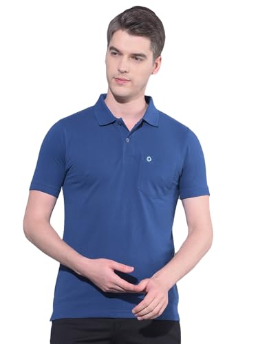 Image of Dollar Men's Pack of 1 Solid Cotton Blend Polo Neck T-Shirt