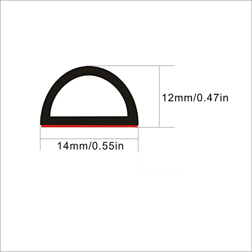 Kx Automotive Universal D-Shape Door Seal 0.47" Height X 0.55" Width Weather Stripping Epdm Rubber Seal Strip Self Adhesive Car Truck Door Window Soundproof Noise Insulation Sealing (20 Ft(6M)) #TOP1