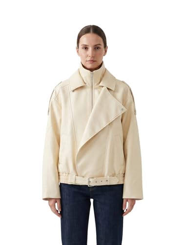 Veste biker oversize simili cuir grainé noir blouson motard femme ceinture