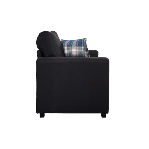 Panana 2 or 3 Seater Sofa, Modern Linen Fabric Grey Settee Couch, Compact (Black, 2 seater) - Image 5