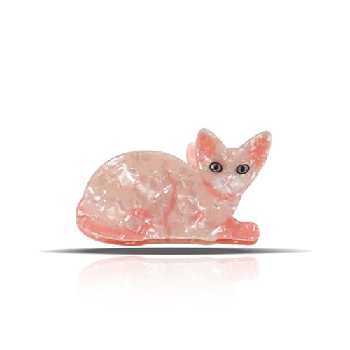Pinza para cabello con diseño de gato rosa nude miniatura 1