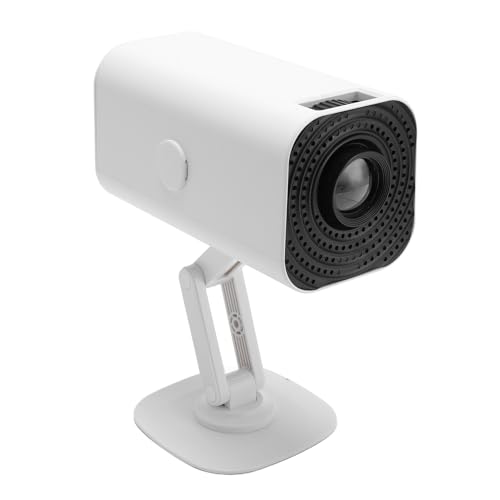 Annadue Proyector de Teléfono Bluetooth Mini WiFi, Corrección de Trapezoidales Automáticas, 180/360 Grados Rotativos, 1080p HD Home Cinema Video Projector para el Teléfono Proyección de (White)