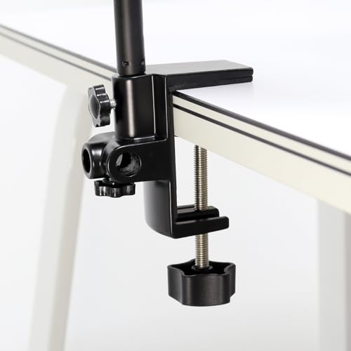 RTNLIT Desk Lamp Clamp, 1/2 inches 4 Hole Metal Table Mounting Clamp, Universal C Clamp for Magnifying Light/Microphone/Boom Scissor Arm, Fits up to 2-1/2 inches Desktop Thickness(Black)