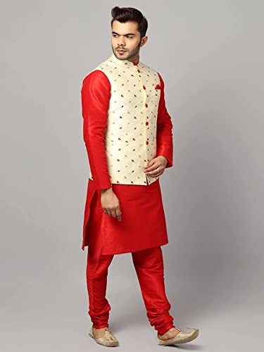 Image of Uri and MacKenzie Men's Silk Blend Kurta Pajama with Designer Ethnic Nehru Jacket /Modi Jacket