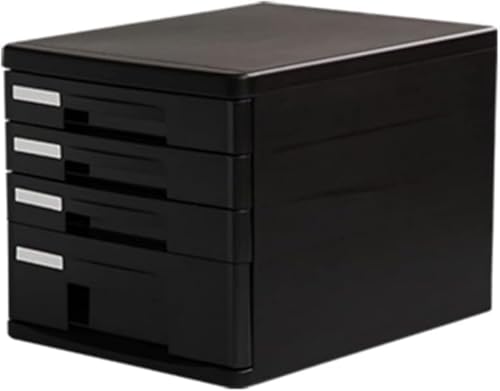 Aoasious 4層ハードキャビネット デスクトレー 書類分類 卓上レターケース A4縦型 引き出し収納ボックス オフィス学校用 (ブラック)