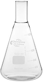 Chemglass CLS-2036-11 Series CLS-2036 Shake Flask, No Baffles, Delong Neck, 250 mm OD, 380 mm Height, 6L