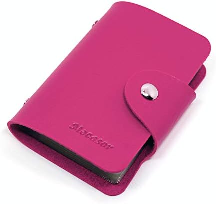 Mocasor Soft Leather Credit Card Holder for Men & Women Bank Card Case with 24 Durable Plastic Insert Slots Slim Pocket Wallet ID Card Organiser Business Card Case Purse, Rose Red, Slim Card Cases