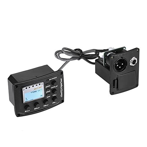 YIWENG ギターエフェクト・イコライザー、アコースティックギター4バンドEQイコライザートーンとピッチ注ノッチ機能クリアLCDディスプレイと音量アンププリアンプピエゾピックアップ6.35ミリメートルのXLR