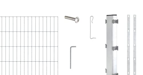 Alberts 665395 Zaungabionen Step² | verschiedene Längen und Höhen | zum Aufschrauben | feuerverzinkt | Mattenbreite 200 cm | Höhe 100 cm | Länge 8 m