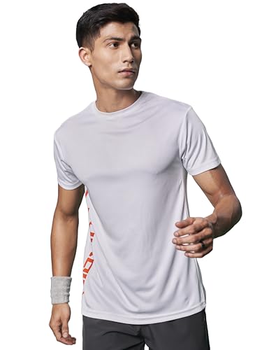 Image of FitMonkey Sports Crew Neck Stretchable Dry Fit T Shirt | Regular Fit Textured T Shirt for Men |Sport T Shirt for Men | Quick Dry Technology with Moisture Control |Breathable & Lightweight