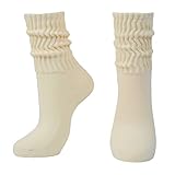 Intgoodluckycc Beige Slouch Scrunch Socks for Women, Slouch High Tube Socks Women (1 Pair - Beige)