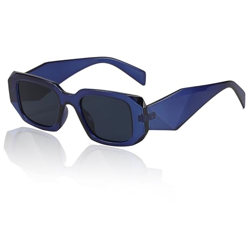 Trendy Rectangle Sunglasses for Women Men Retro 90s Thick Frame Sun Glasses Y2K Shades Accessories