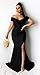 Women Sexy Off Shoulder Elegant V Neck Short Sleeve Wrap Formal Evening Gowns High Split Mermaid Party Cocktail Dress Black