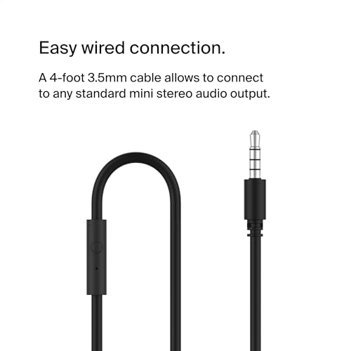 Belkin Casque audio filaire SoundForm Mini (pour enfants, circum-aural, micro intégré, pour apprentissage en ligne, école, voyage, jeu, pour appareils dotés d'un port audio 3,5 mm, noir)