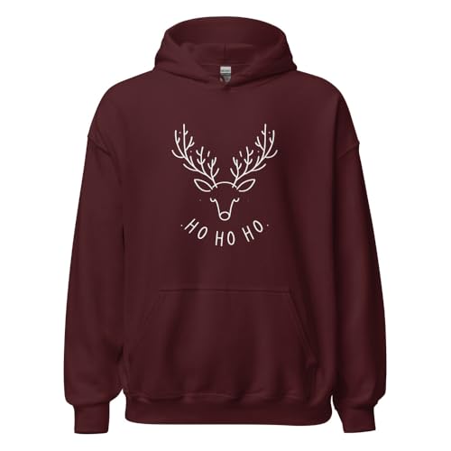 Sweat à capuche renne de Noël unisexe bordeaux taille XXL