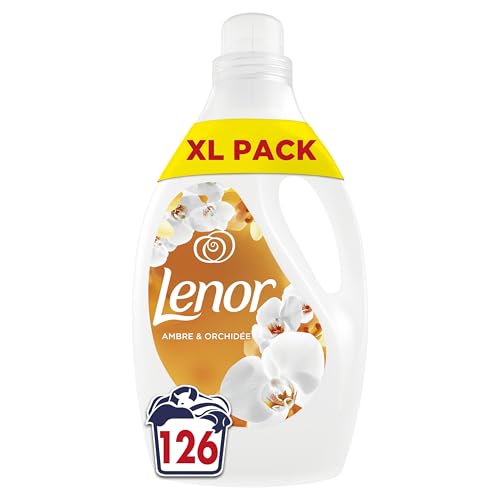 Lenor Adoucissant 126 lavages, Ambre et Orchidée, 24H De Fraîcheur Relaxante, Avec Une Touche D’Huiles Essentielles