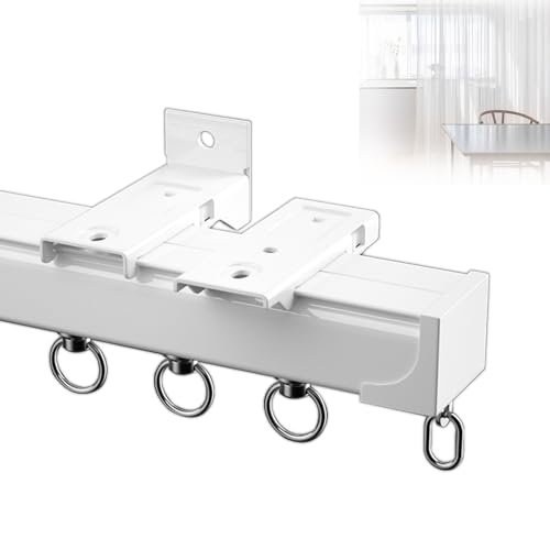 Riel de cortina de techo resistente, riel deslizante de aluminio montado en la pared para divisor de habitaciones, sistema de cortina fácil de instalar para el hogar, oficina, sala de estar (blanco