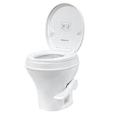 SEAFLO Residential Height Camper RV Toilet, 18.5” Standard Height, First Class Gravity Flush System, Foot Pedal Operation, Soft Close Seat, Easy-to-Clean Oversized Bowl, 4-Year Warranty