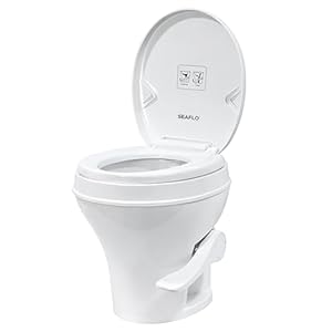 SEAFLO RV Toilet, 18.4” Residential Height, Gravity Flush System, Foot Pedal Operation, Soft Close Seat, for RV Motorhomes Campers, IAPMO & CSA Certified – 4-Year Warranty