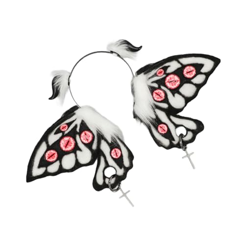 Serre-tête papillon de nuit en fourrure pour costume Halloween stable sans glisser