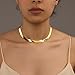 Chunky Gold Herringbone Choker Necklace for Women – 14K Gold Plated Dainty Snake Chain Choker, Trendy Simple Long Layered Jewelry Non Tarnish, 8mm, 14 Inch & 2 Inch Extended Chain, Gift for Her