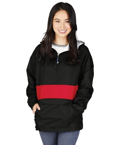 Image of Charles River Apparel Unisex Classic Solid Pullover, Water-Resistant Windbreaker with Flannel Lining