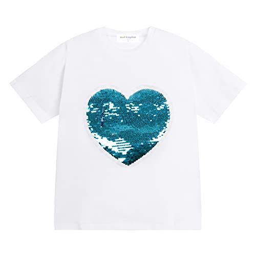 Image of Mud Kingdom Girls Boys Independence Day T-Shirt Fashion Sequins 4th of July Top Summer American Flag 2-9Y