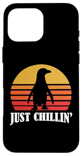 Mens Womens Kids Retro Vintage Just Chillin' Penguin Lover �X�}�z�P�[�X iPhone 16 Pro Max �p
