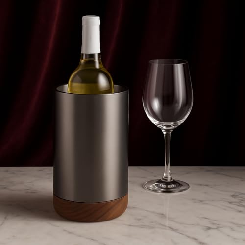 Image of The Empty Space Premium Stainless Steel Double Wall Wine Cooler - Fits Most Standard Sized Bottles. Designed to Keep Bottles Colder for Longer, BPA-Free Designer Barware. Elegant Champagne Chiller