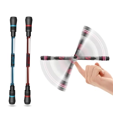 Image of Pack of 2 Spinner Rotatable Gaming Finger Pens- Spinning Rolling Pen, Rotatable Non-Slip Design, Magic Floating & Rolling Light Anti Dropping Pen for Gamers, Ballpoint Pen Rolling Finger Multicolor