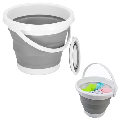 Cubo Plegable Plástico,Resistente A Roturas Cubo,Cubo con Asa,Cubos Plegables De Silicona,Cubo Plegable,con Diseño Compacto Que Ahorra Espacio, Ideal para La Limpieza Interior Y Exterior,Kiuiom