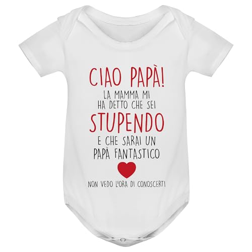 Gesar Body Neonato per la Festa del Papà – Regalo Originale con Messaggi Affettuosi e Divertenti in Cotone Morbido e Confortevole, Ideale per Celebrare il Legame Papà e Bambino (Bianco, 9 Mesi)
