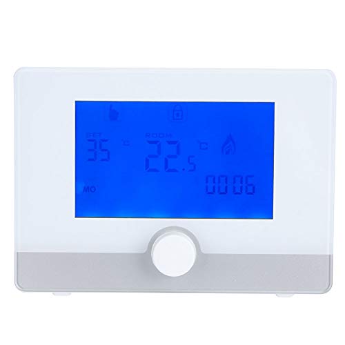 Akozon Termostato Programable de Temperatura, Controlador para Termostato Caldaia Hermann, de Calefacción de Caldera Colgado en la Pared, Duval Negro (White)