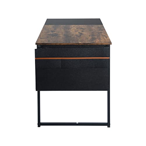 Homy Casa Inc 47 Inch Study Storage Bag Space Saving For Home Office, Modern Simple Style Pc Metal Frame Computer Desk, Writing Table, Brown, Black #TOP7