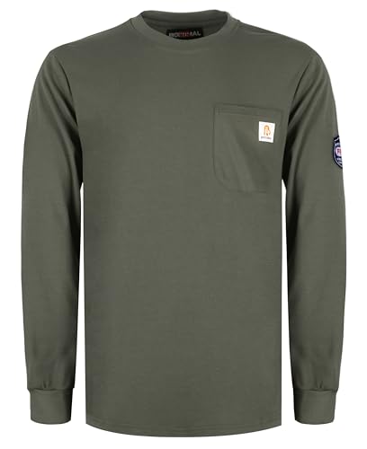 BOCOMAL FR Shirts Flame Resistant Shirt 100% Cotton NFPA2112 7oz Gray Men's FR T Shirt
